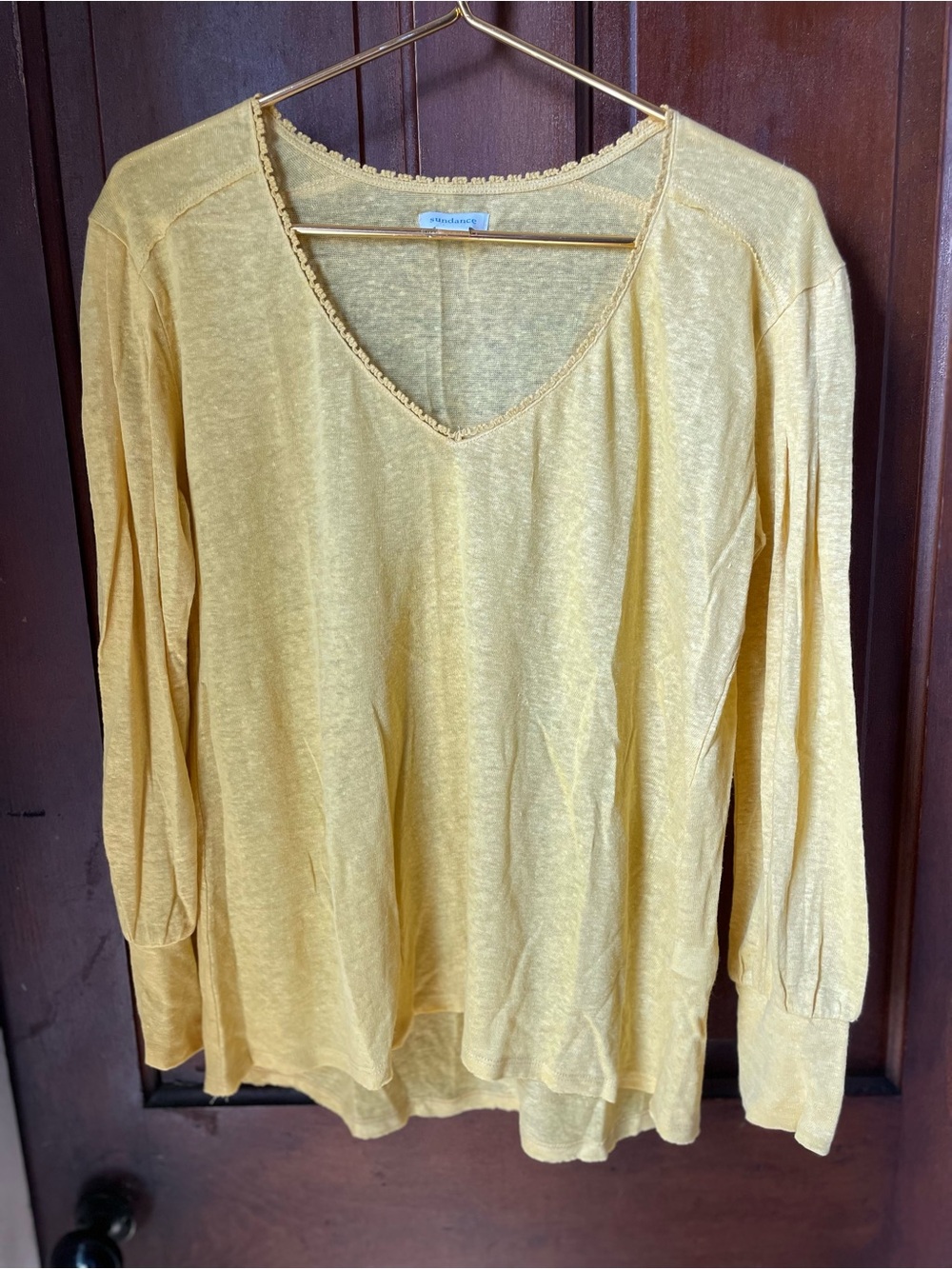 Sundance women's small yellow 100% linen top